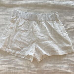 Women's White Linen Shorts